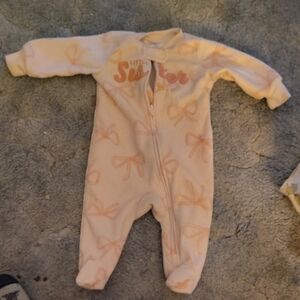 Carter's Pink Bow Print Footed One-Piece Sleeper Baby 3m